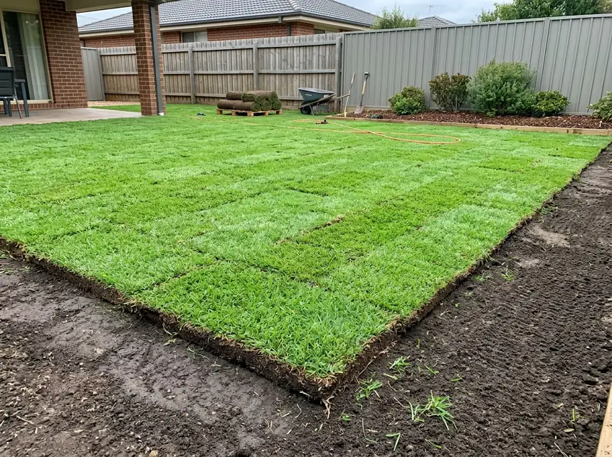 Roll-on lawn Mandurah — fresh turf laid on amended soil